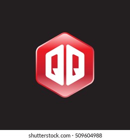 Initial letters QQ rounded hexagon shape red modern logo