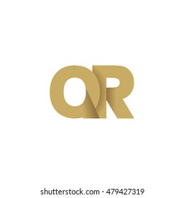Initial letters QR overlapping fold logo brown gold