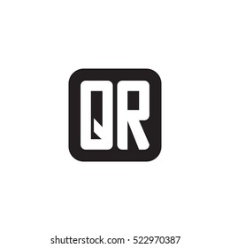 Initial letters QR rounded square shape monogram black simple logo
