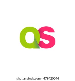 Initial letters QS overlapping fold logo green magenta
