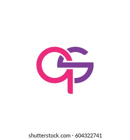 Initial letters qs, round overlapping chain shape lowercase logo modern design pink purple