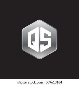 Initial letters QS rounded hexagon shape silver modern logo