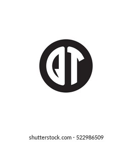 Initial letters QT circle shape monogram black simple logo