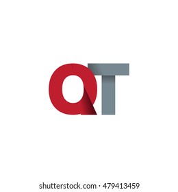 Initial letters QT overlapping fold logo red gray