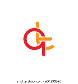 Initial letters qt, round overlapping chain shape lowercase logo modern design red orange
