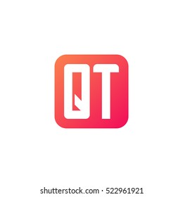 Initial letters QT rounded square shape red orange simple logo