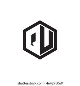 Initial letters QU negative space hexagon shape monogram logo