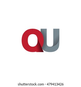 Initial letters QU overlapping fold logo red gray