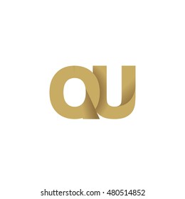 Initial letters QU overlapping fold logo brown gold