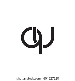 Initial letters qu, round overlapping chain shape lowercase logo modern design monogram black