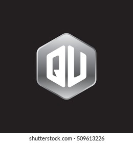 Initial letters QU rounded hexagon shape silver modern logo