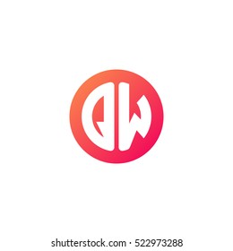 Initial letters QW circle shape red orange simple logo