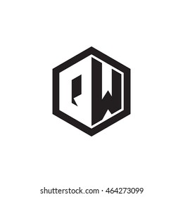Initial letters QW negative space hexagon shape monogram logo