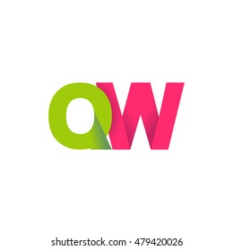 Initial letters QW overlapping fold logo green magenta