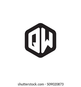 Initial letters QW rounded hexagon shape monogram black simple modern logo
