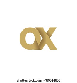 Initial letters QX overlapping fold logo brown gold