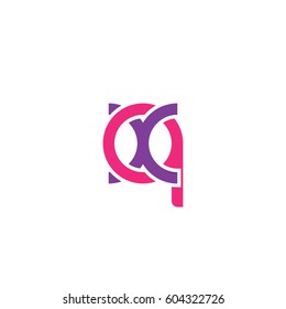 Initial letters qx. xq, round overlapping chain shape lowercase logo modern design pink purple