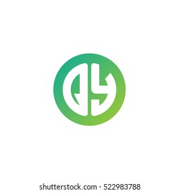 Initial letters QY circle shape green simple logo