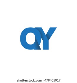 Initial letters QY overlapping fold logo blue