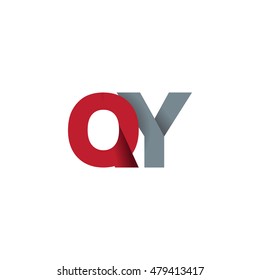 Initial letters QY overlapping fold logo red gray