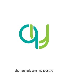 Initial letters qy, round overlapping chain shape lowercase logo modern design modern green