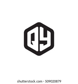 Initial letters QY rounded hexagon shape monogram black simple modern logo