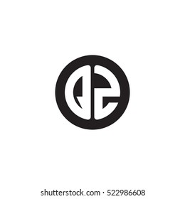 Initial letters QZ circle shape monogram black simple logo