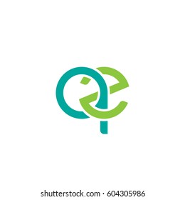 Initial letters qz, round overlapping chain shape lowercase logo modern design modern green