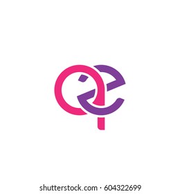 Initial letters qz, round overlapping chain shape lowercase logo modern design pink purple