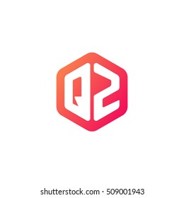 Initial letters QZ rounded hexagon shape red orange simple modern logo