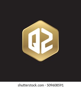 Initial letters QZ rounded hexagon shape gold modern logo