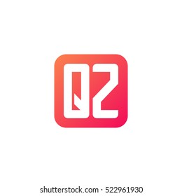 Initial letters QZ rounded square shape red orange simple logo