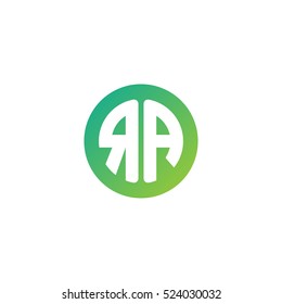 Initial letters RA circle shape green simple logo