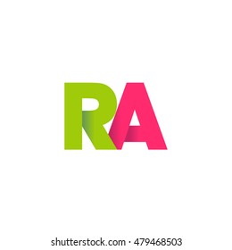 Initial letters RA overlapping fold logo green magenta