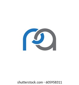 Initial letters ra, round overlapping chain shape lowercase logo modern design blue gray