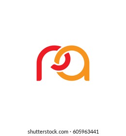 Initial letters ra, round overlapping chain shape lowercase logo modern design red orange