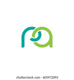 Initial letters ra, round overlapping chain shape lowercase logo modern design modern green