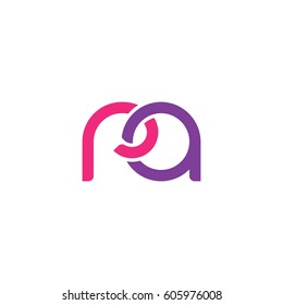 Initial letters ra, round overlapping chain shape lowercase logo modern design pink purple