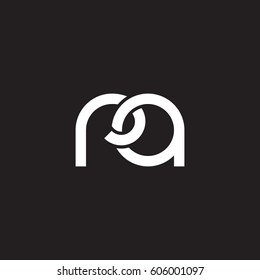 Initial letters ra, round overlapping chain shape lowercase logo modern design white black background