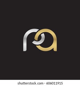 Initial letters ra, round overlapping chain shape lowercase logo modern design silver gold