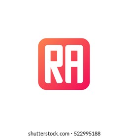Initial letters RA rounded square shape red orange simple logo