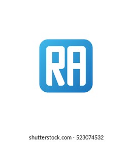 Initial letters RA rounded square shape blue simple logo