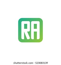 Initial letters RA rounded square shape green simple logo