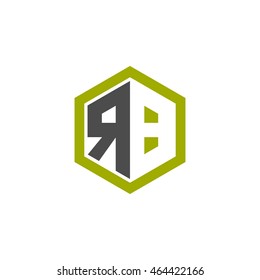 Initial letters RB negative space hexagon shape logo green black gray