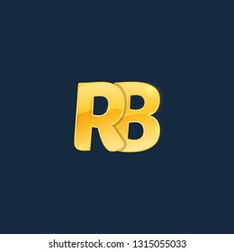 Initial letters RB, R, B with logo design inspiration gold metallic texture, trendy, 3d glossy texture, overlapping, based alphabet logo for media company identity, isolated on black background.