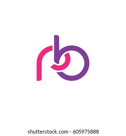 Initial letters rb, round overlapping chain shape lowercase logo modern design pink purple