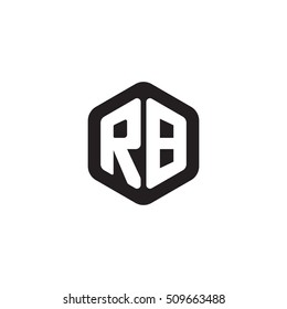 Initial letters RB rounded hexagon shape monogram black simple modern logo