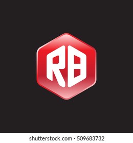 Initial letters RB rounded hexagon shape red modern logo