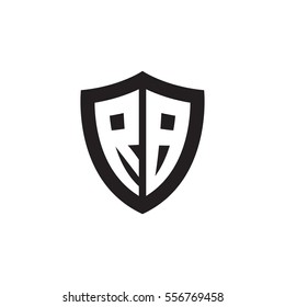 Initial letters RB shield shape black monogram logo