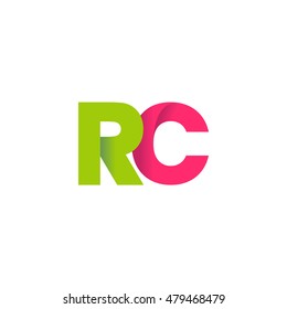 Initial letters RC overlapping fold logo green magenta